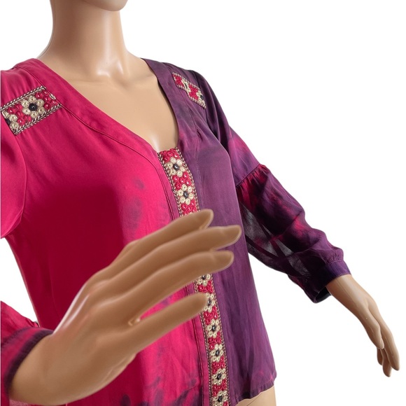 Gypsy 05 Silk Blouse with threadwork - Picture 1 of 7